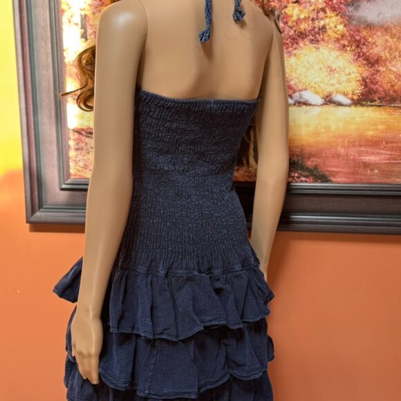 Denim Cotton Natural Halter Summer dress - Picture 5 of 9